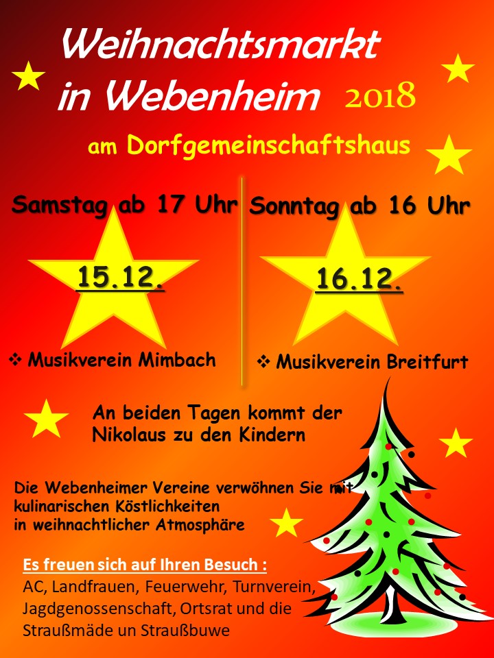 Webenheimer Weihnachtsmarkt am 15. und 16.12.2018